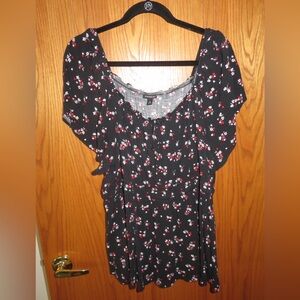 Torrid Floral Black Blouse